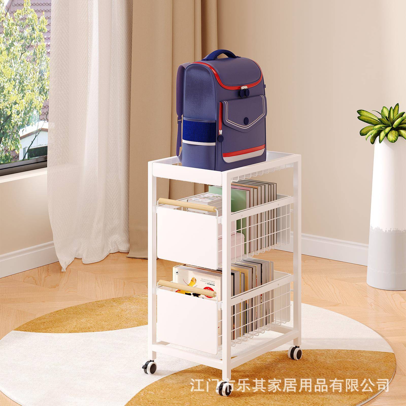 书包置物架可移动家用桌下带轮收纳神器书本放置架多层杂物小推车