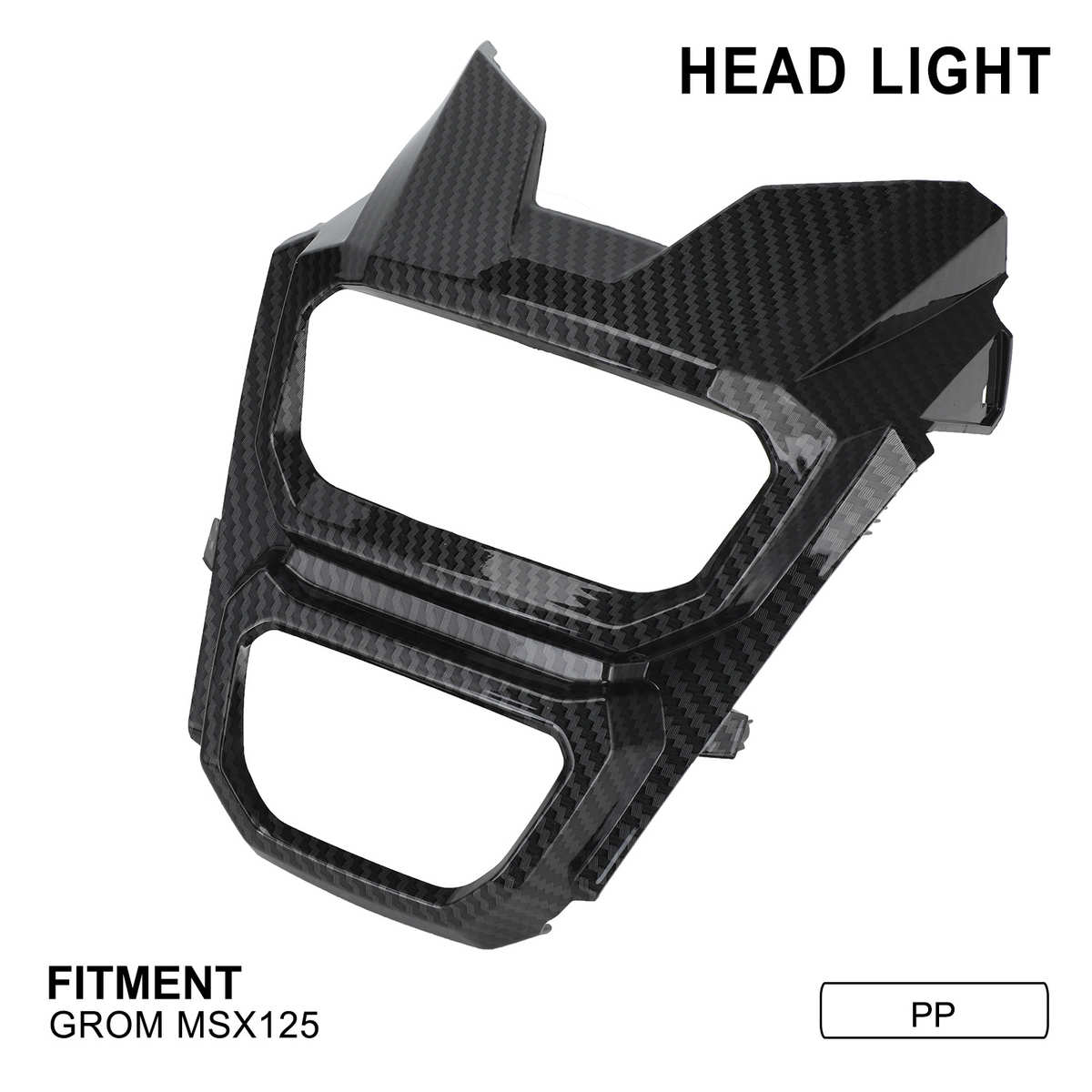 适用GROM MSX125 2016-2020摩托车改装碳纤纹外壳车壳大灯保护罩