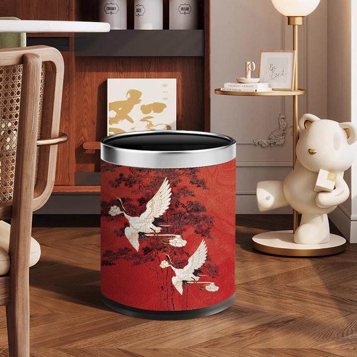 禾牧程创意铁质垃圾桶家用高颜值中古风客厅卧室卫生间大容量纸篓