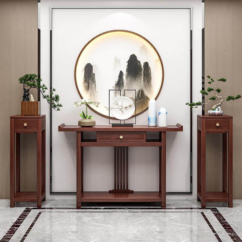 新中式玄关桌墙边玄关柜条案几隔断端景台实木玄关台香案禅意供桌,住宅家具,玄关台,淘宝优惠券,粉丝福利购,淘宝优惠卷