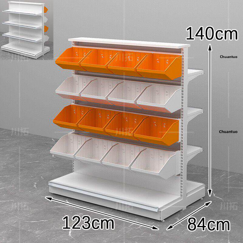 新型网红小吃货架超市便利店食堂散装食品展示架多层岛式货架