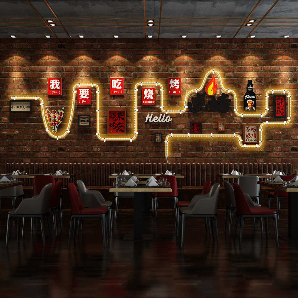 高分子LED024 烧烤店夜宵餐饮饭店发光装饰画组合相框LED灯照片墙,家居饰品,相框/画框,淘宝优惠券,粉丝福利购,淘宝优惠卷