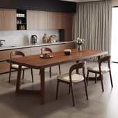 北欧全实木餐桌带椅子小户型家用吃饭桌子北欧餐厅桌椅组合长条桌