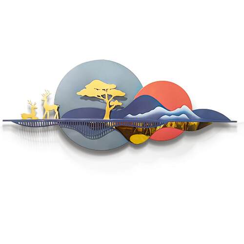 现代清奢金属时尚铁艺壁饰沙发背景客厅新中式壁挂