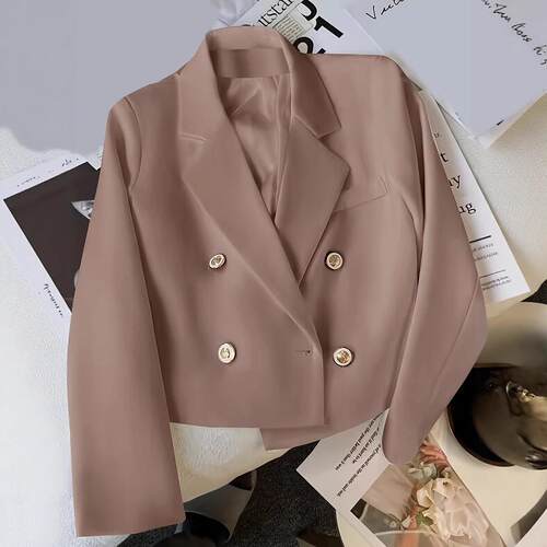 Women's Sweatshirt Blazer Preppy Cropped Jacket Casual and
