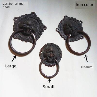 古董铸铁门环中国榆树门铁动物头手柄覆古狮子头防腐木门铁环手柄
