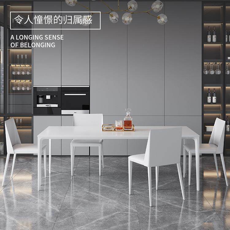 德型利丰纯白色岩板餐桌家合用小无品牌/户现代简约铝金长方形餐