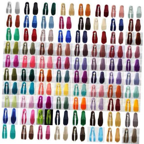 wig cosplay fashion women long Straight hair Red black blue
