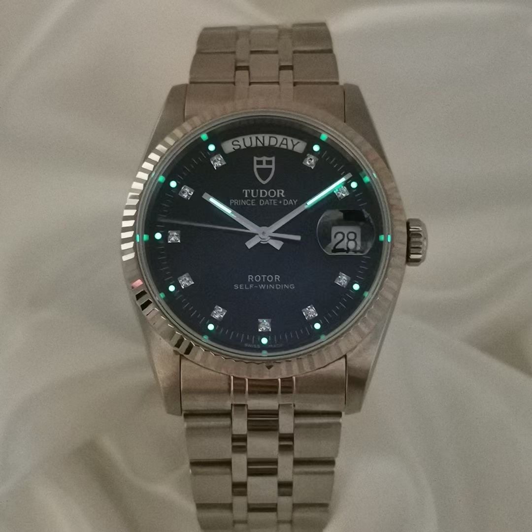 先鉴后发98新36mm帝舵王子系列双历76214-0016自动机械男表正品