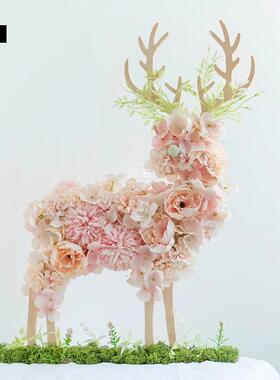 高档北欧厅风客玄关小花餐艺桌仿真花装饰摆件摆设家鹿居软装创意