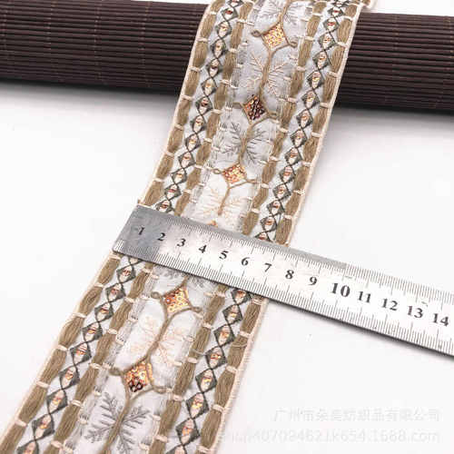 新款条码配料外贸 服装股线亮片风 刺绣股织带民族线厂家刺绣花边