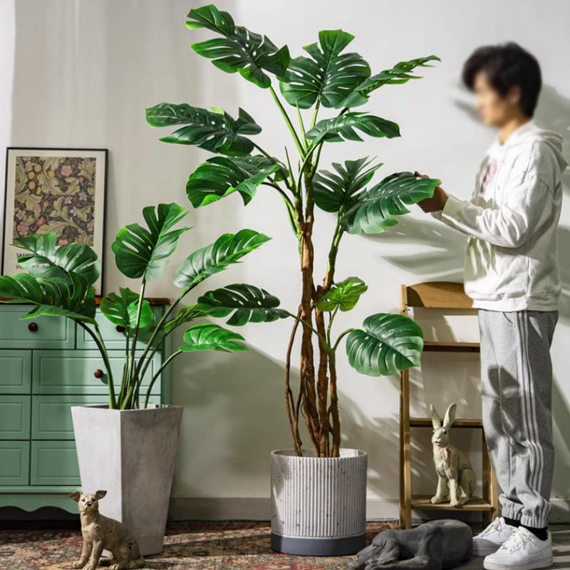 大型龟背竹仿真植物假树室内客厅酒店落地仿生绿植盆栽装饰造景