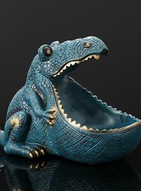 恐龙个性摆件创意摆设品糖果盘鞋柜钥匙收纳盒家居装饰品