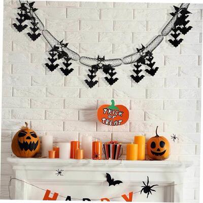 Halloween pull the flag bat decorated ghost pumpkin cutout