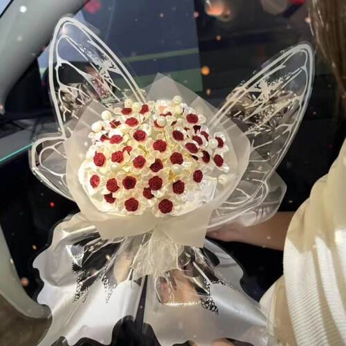 梦幻蝴蝶玫瑰花束手工材料包自制编织七夕情人节礼物送女朋友