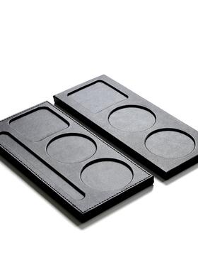 酒店会议室商务皮杯垫创意会议水托黑色双孔三孔茶水杯托办公用品