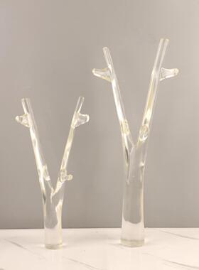 欧式轻奢几何树脂树杈桌面摆件玄关书房卧室电视柜售楼处家居饰品