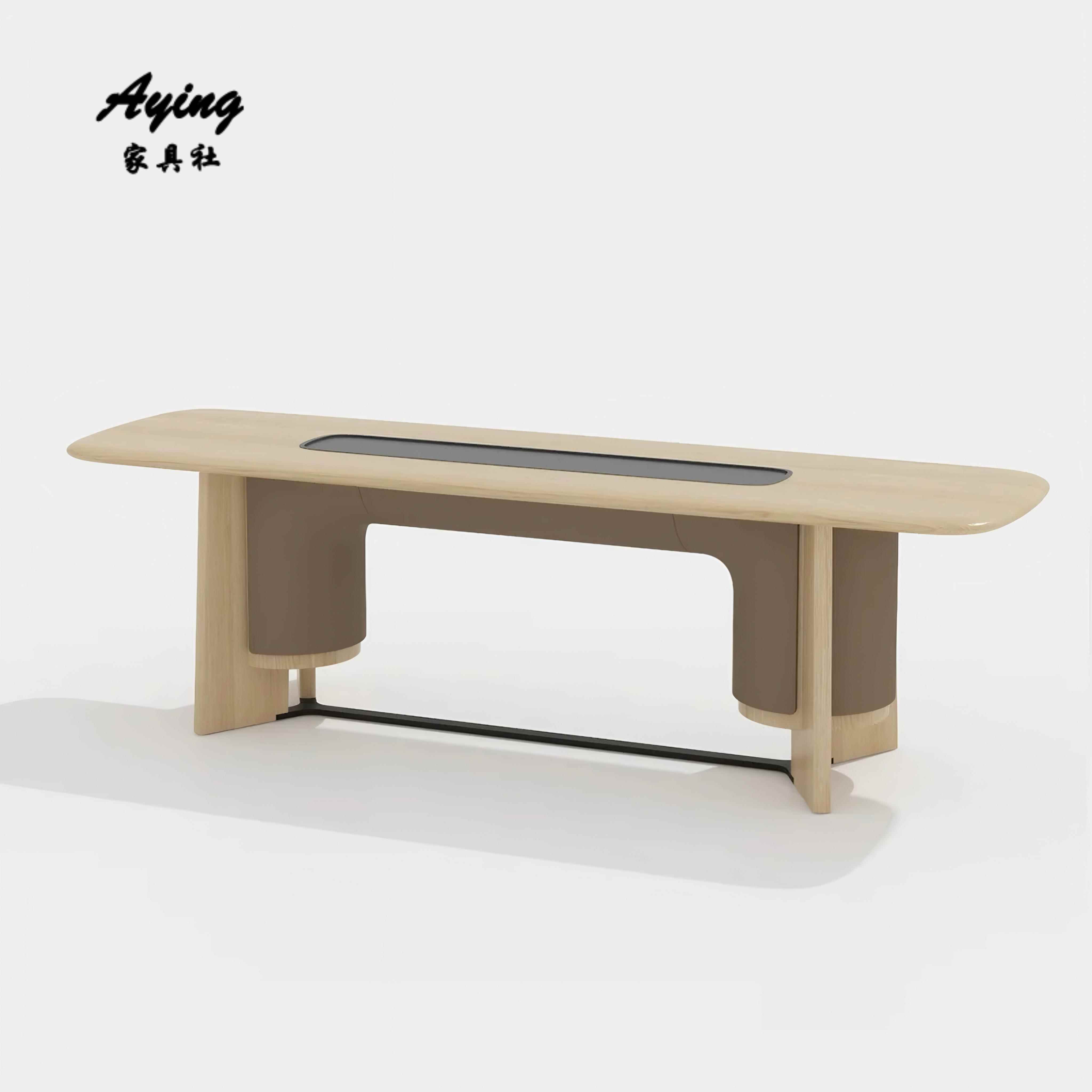 正品新中式木茶大桌酒店大堂民宿厅会所接待休闲实简茶桌轻极奢茶