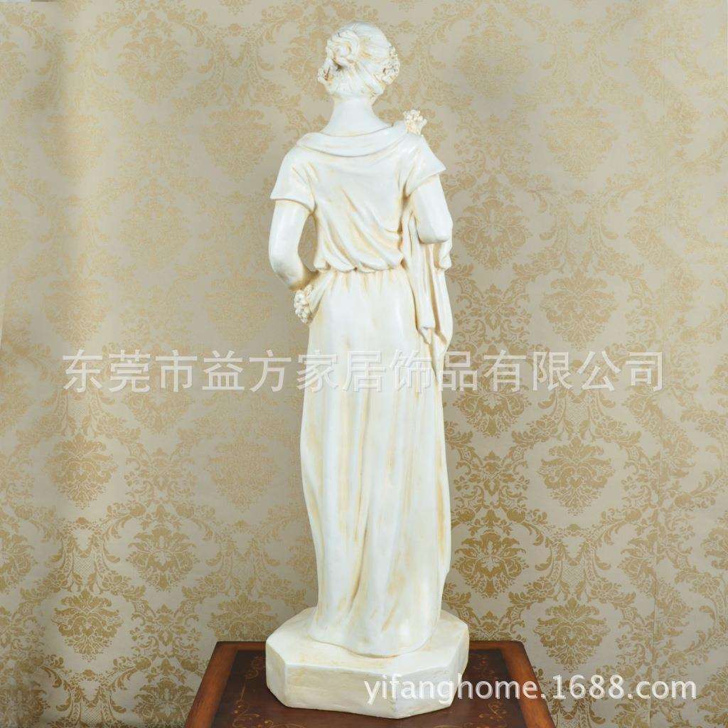 欧式风格仿古白色仕女拿花摆件客厅书房新房摆件家居装饰摆件