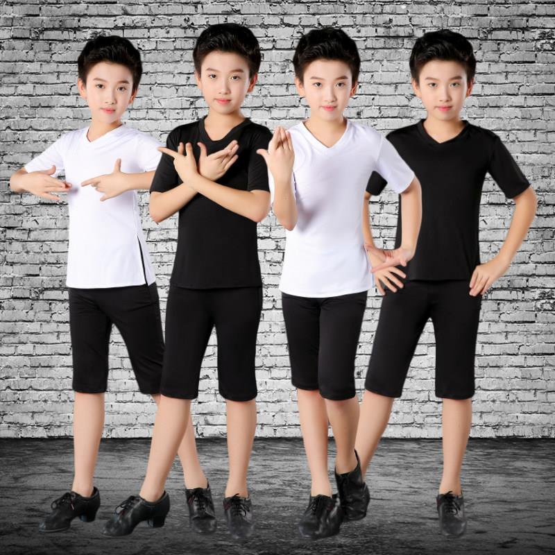 男童男孩拉丁舞服装幼儿儿童男生舞蹈套装夏季短袖形体训练练功服