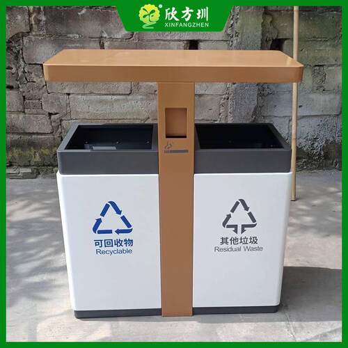 户外街道小区双层喷粉不锈钢分类垃圾桶金属果皮箱厂家定制