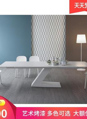 LOFT北欧设计师实木办公桌白色会议桌个性餐桌简约现代电脑桌书桌