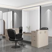 新款 红理发店发镜台发廊专用锈985美店带灯镜不钢网双面落地剪发