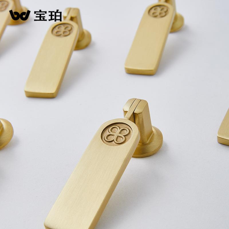 新款直销新中式黄铜抽屉把手轻奢金色复古酒柜橱柜柜门现代简约吊