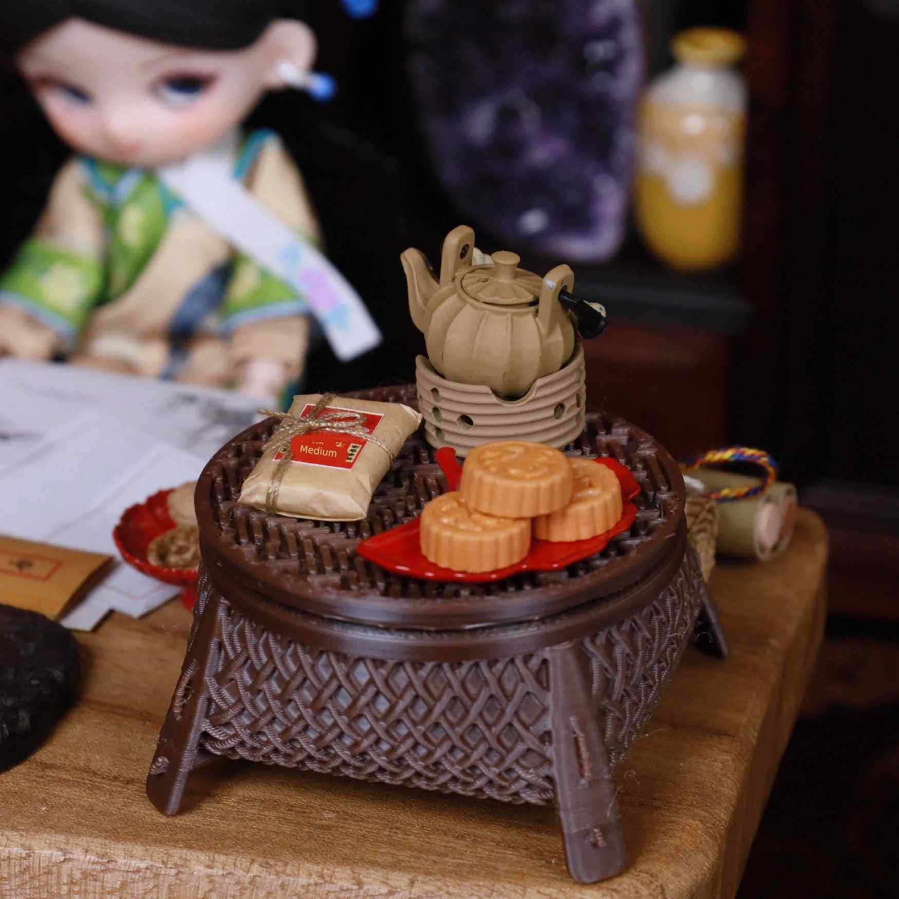 迷你微缩彷真模型中式彷古茶点盒收纳篮带盖储物篮bjd场景娃屋,模玩/动漫/周边/娃圈三坑/桌游,BJD场景道具娃屋,淘宝优惠券,粉丝福利购,淘宝优惠卷