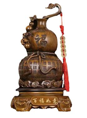 百福如意葫芦摆件大号客厅酒柜装饰品福字如意进门口玄关壁柜酒柜