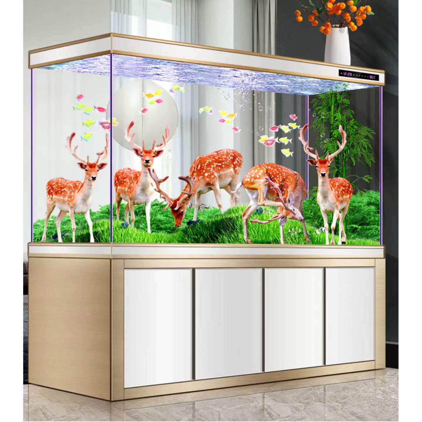 鱼缸客厅靠墙隔断超白玻璃中大型底部过滤免换水免清洗屏风龙鱼缸