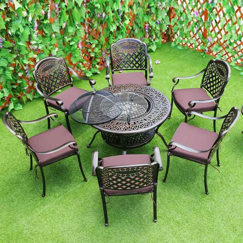 户外烧炉铁桌椅铸铝969桌椅阳台艺家室外具庭院露台烧烤桌椅五烤