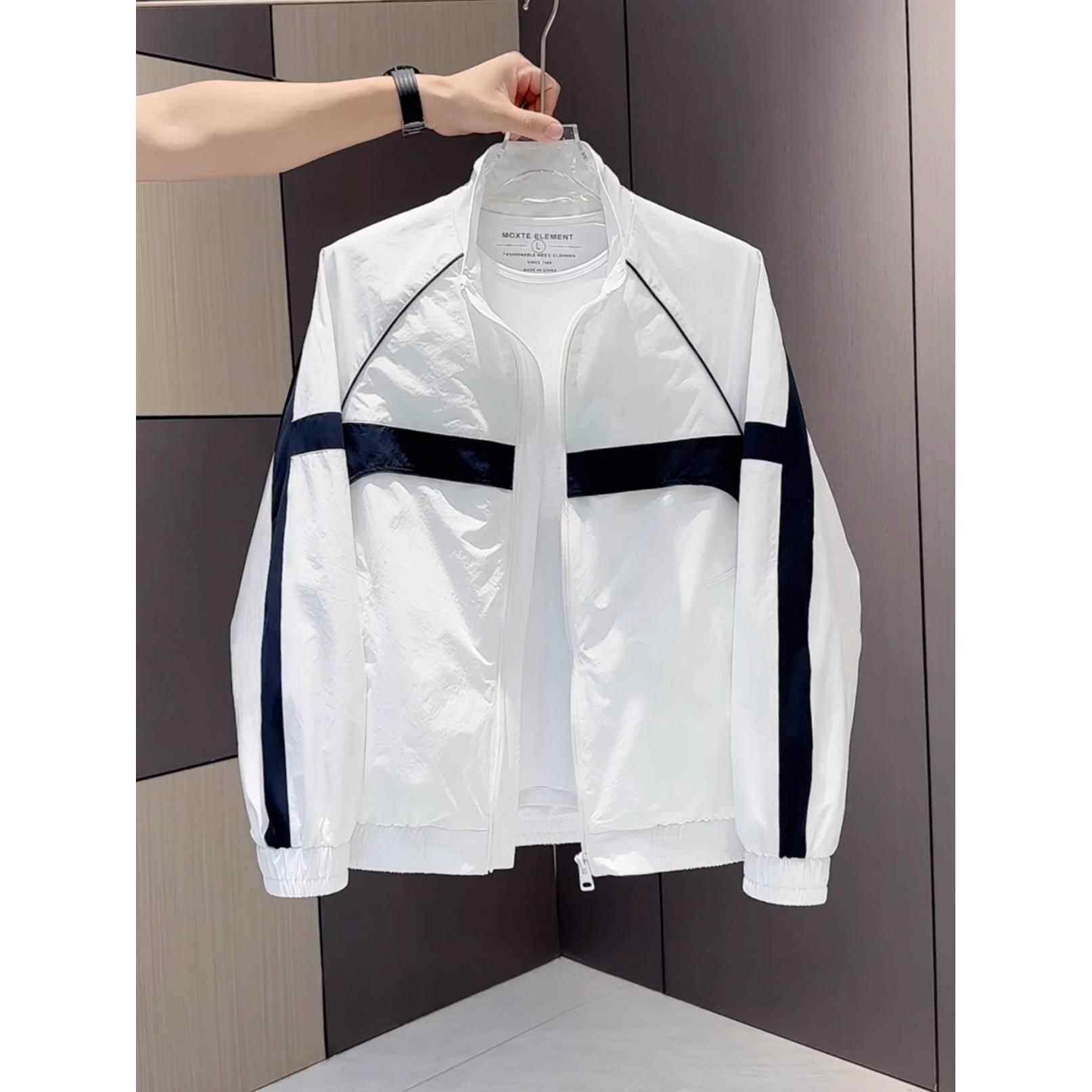 MAROLIO~潮流搭配！高级感撞色立领夹克男秋季户外休闲拼接外套