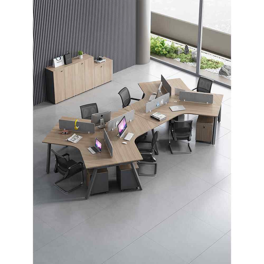 3人位创意职员办公桌设计师款简约现代6人位办公桌员工位桌椅组合