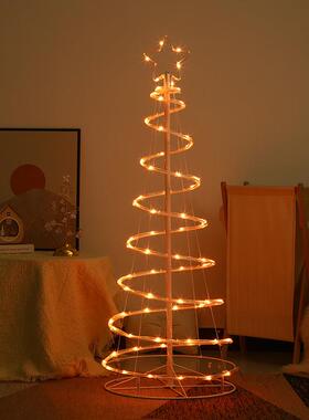 氛围装饰户外圣能诞节遥小控螺VCD旋树灯ed铜线彩串窗l帘太阳丝闪