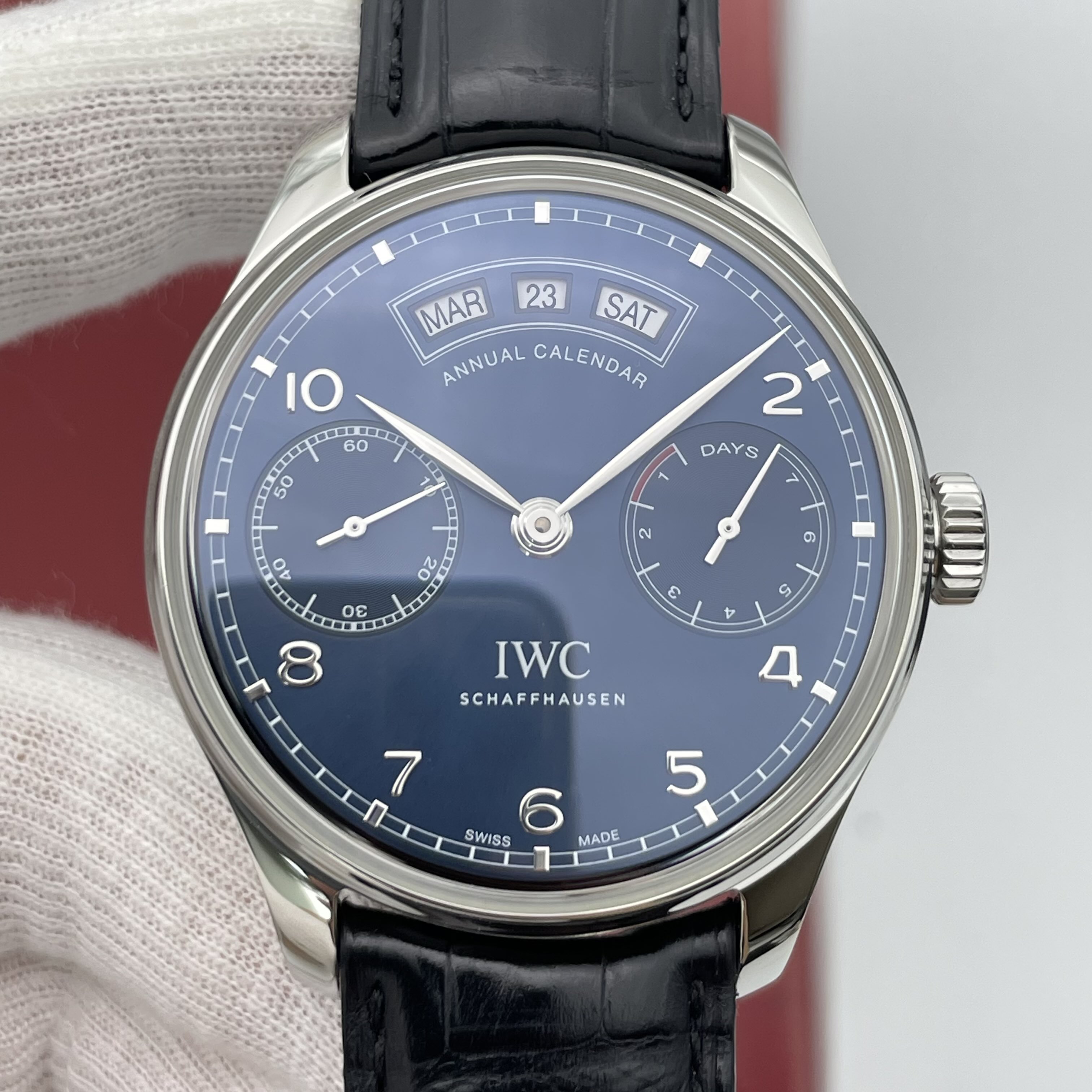 IWC万国表葡萄牙七日动储98新钢皮自动机械44mm年历男表IW503502