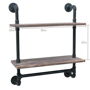 水管置物架上墙隔板墙上工业风墙架带毛巾杆美式 浴室毛巾架