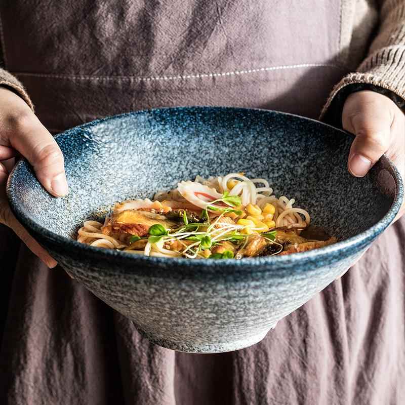 釉下彩日式拉面碗饭厅家用麻辣烫陶瓷碗汤碗斗笠碗馄饨面碗泡面碗