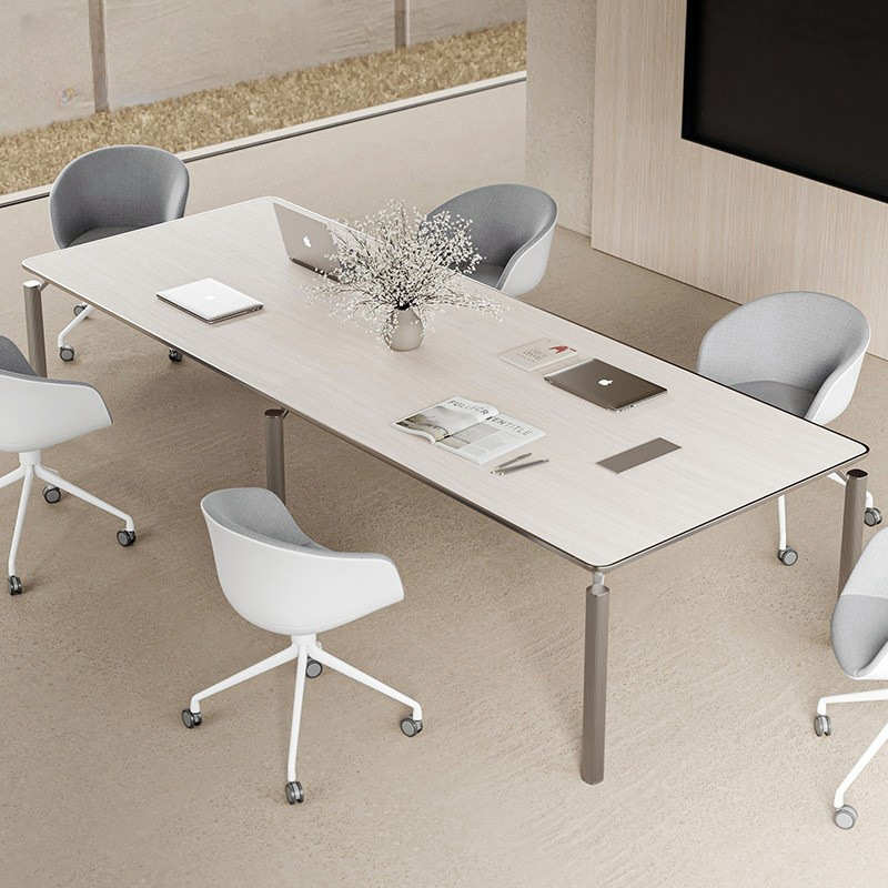 会议室桌椅组合简约现代轻奢开会长桌6人8长方形商务洽谈办公家具
