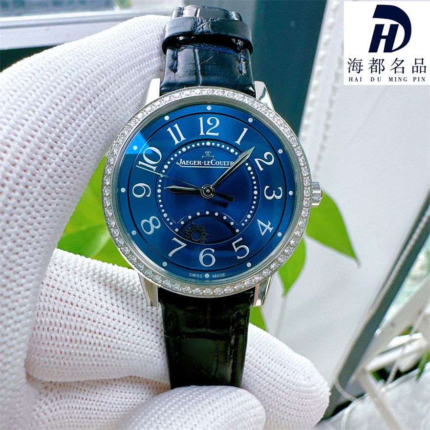 一口价98新积家手表女士约会系列蓝面3448480全自动机械腕表34mm