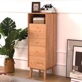 纯实木五斗柜橡木斗橱北欧风格 现代简约抽屉柜子床边柜格子斗柜