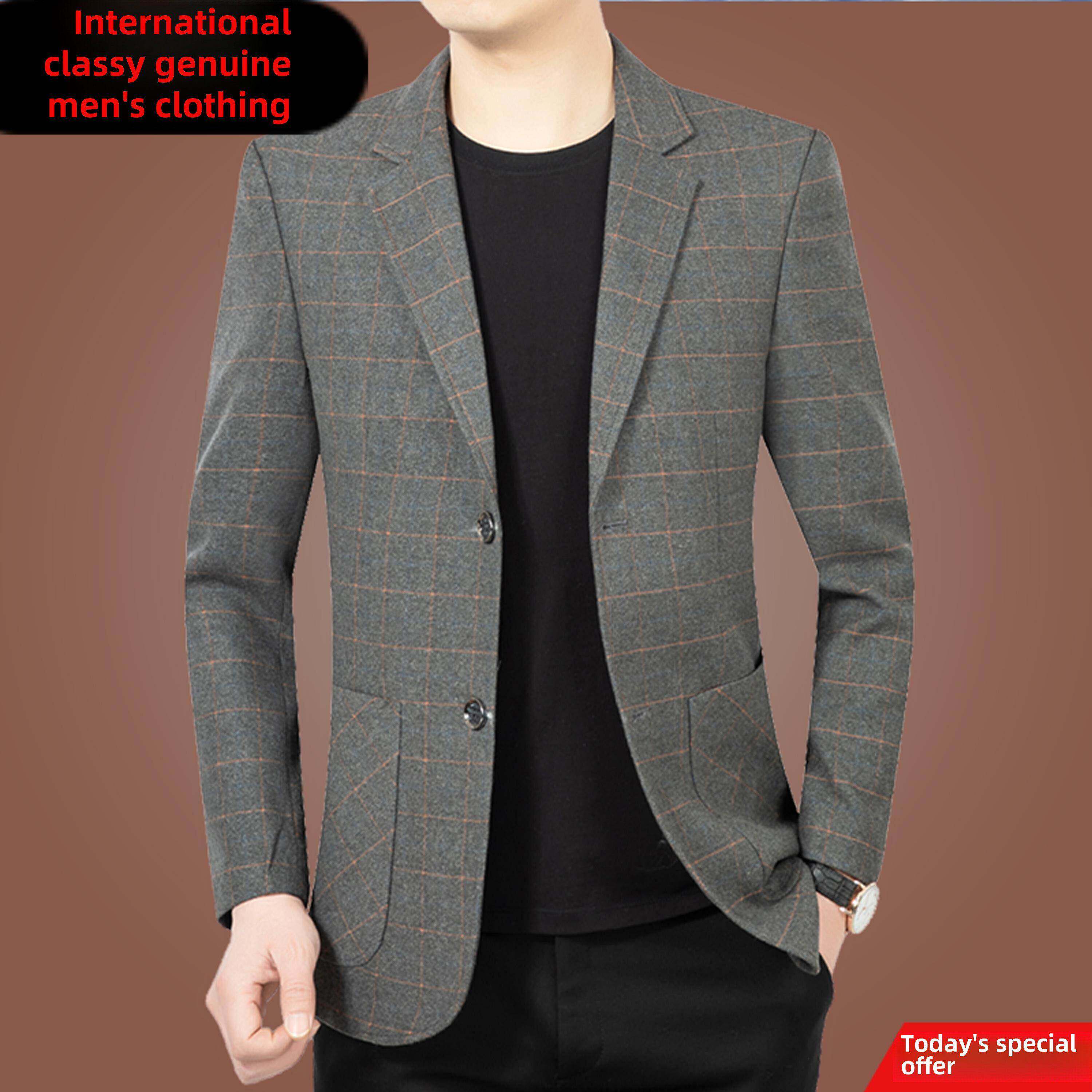 休闲西装外套男春秋季薄款新款中年商务单西高级感男士西服上衣服