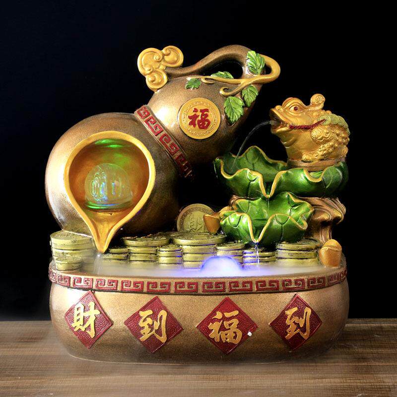创意葫芦金蟾假山流水装饰工艺品加湿器创办公室桌面树脂工艺品