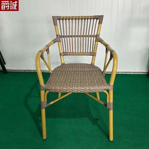 户外藤椅餐厅餐桌椅子室外单人休闲花园餐椅咖啡厅民宿复古藤编椅