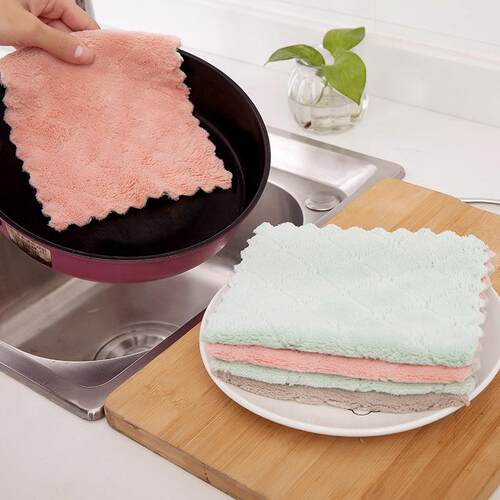 Coral fleece dishwashing cloth that doesn't absorb oil, extr