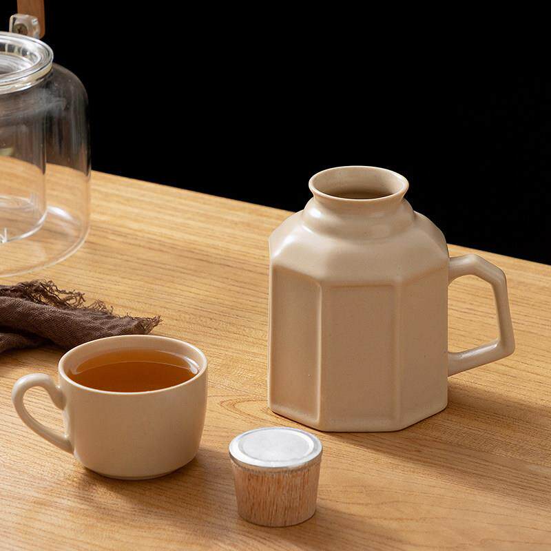 苏打釉小暖壶带盖中式陶瓷水杯保温瓶泡茶杯办公复古木塞闷茶壶杯