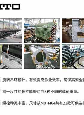 KITO起重葫芦万向旋转吊环螺栓吊点360度可旋转M30载重3.2TLPB032