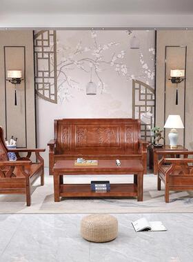 沙实木冬两房用沙发客厅家ZTL用古典农村堂屋自建夏木质经济型组