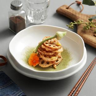 日式 陶瓷盘子菜盘家用高级感凉菜盘创意个性 高脚酒店特色位上餐具