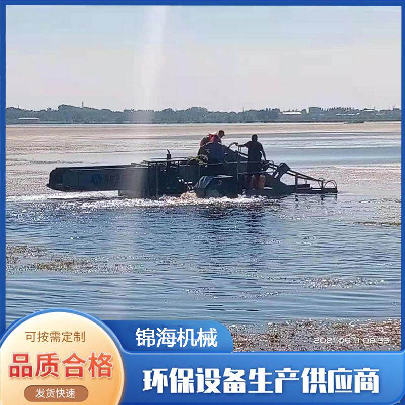 安徽水面水浮萍水草打捞船河道水面除草机械水葫芦水草收集船